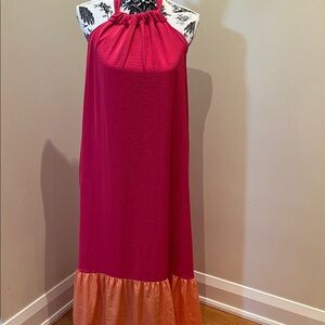 Birds Papya for Reitmans Pink and Orange Maxi Dress